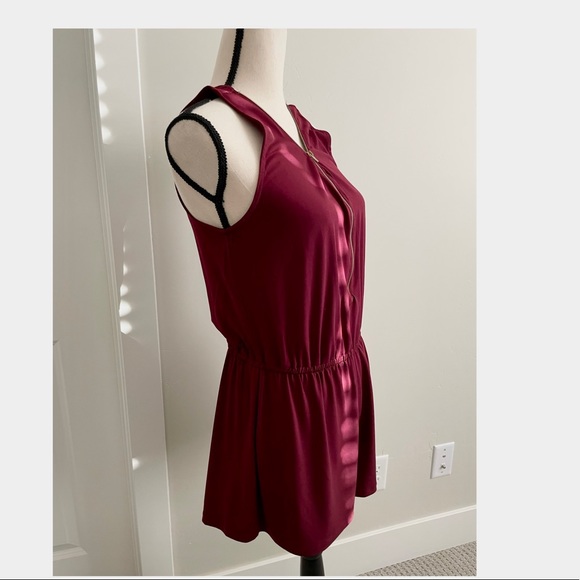 Ambiance romper in burgundy, gold zipper front, size medium. Super cute. - Picture 2 of 5